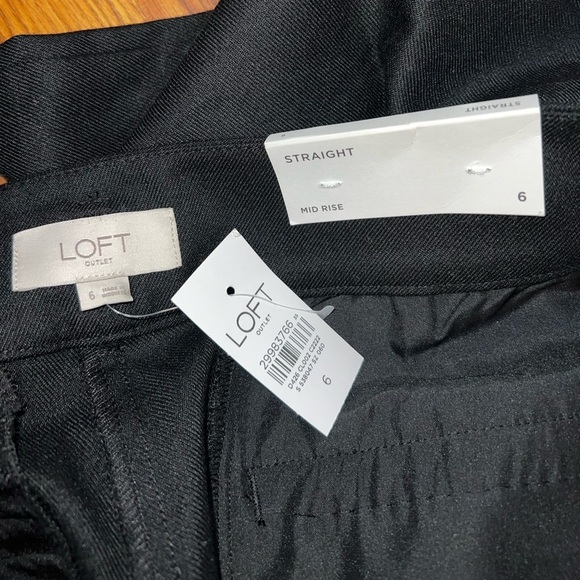 NWT Loft Women’s 6 Black Knit Straight Leg Mid Rise Trouser Dress Pants S Belt - Picture 6 of 12